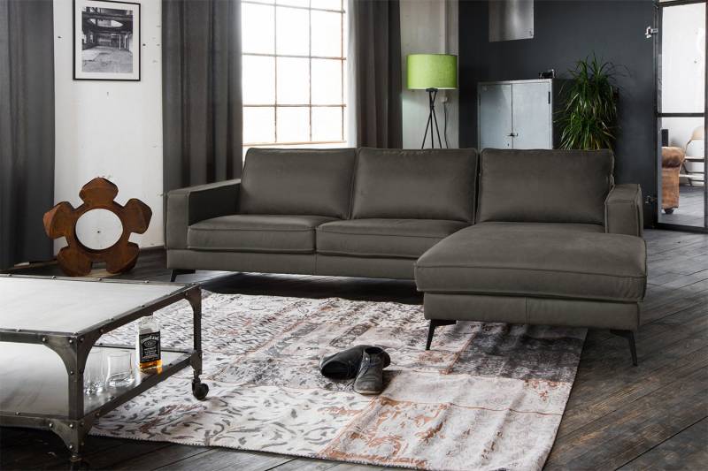 KAWOLA Ecksofa BLOOM, Couch L-Form rechts oder links Leder verschiedene Farben 276x177 cm von KAWOLA