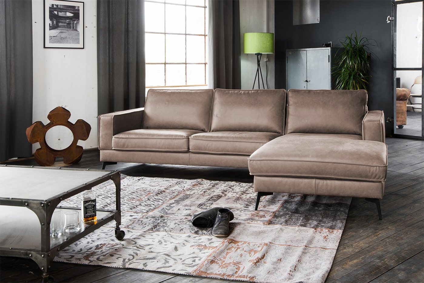 KAWOLA Ecksofa BLOOM, Leder Recamiere rechts od. links versch. Farben von KAWOLA