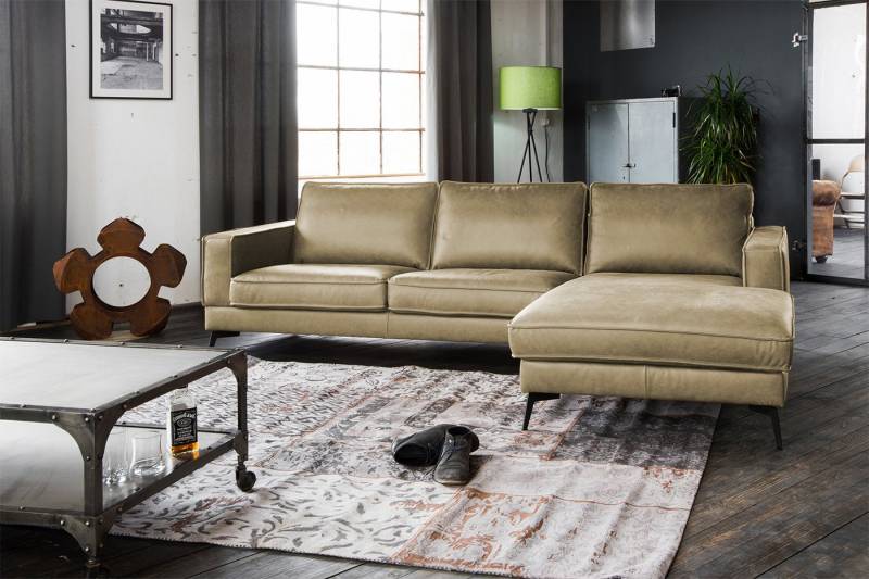 KAWOLA Ecksofa BLOOM, Couch L-Form rechts oder links Leder verschiedene Farben 276x177 cm von KAWOLA