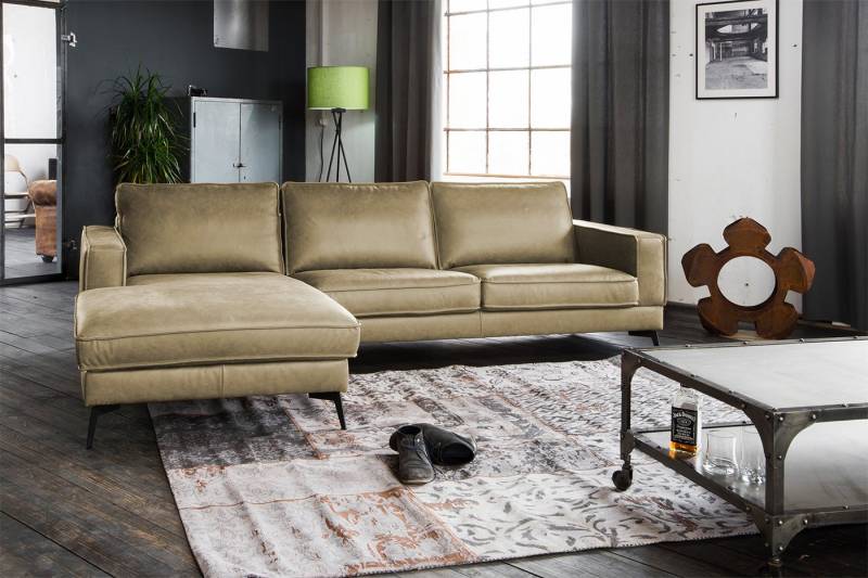 KAWOLA Ecksofa BLOOM, Couch L-Form rechts oder links Leder verschiedene Farben 276x177 cm von KAWOLA