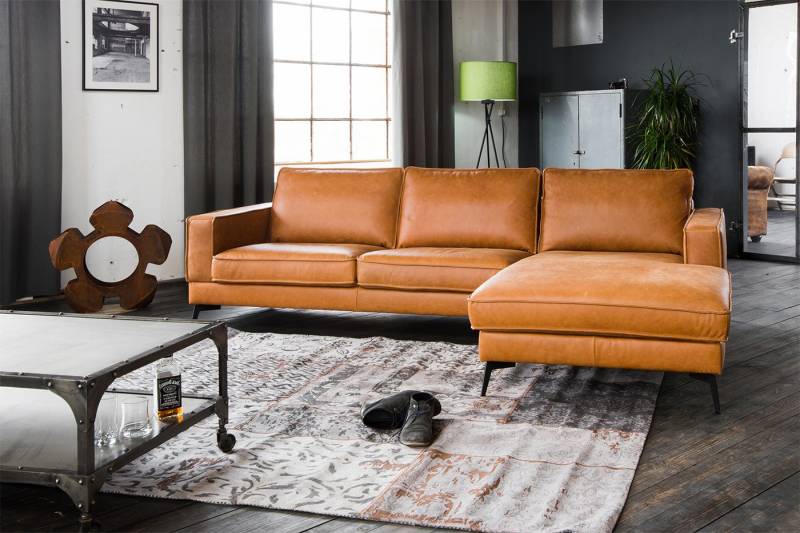 KAWOLA Ecksofa BLOOM, Couch L-Form rechts oder links Leder verschiedene Farben 276x177 cm von KAWOLA