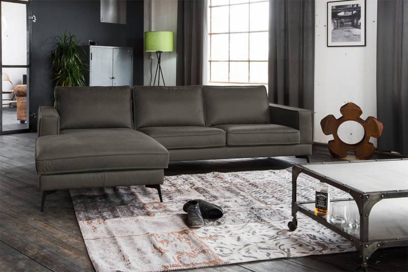 KAWOLA Ecksofa BLOOM, Couch L-Form rechts oder links Leder verschiedene Farben 276x177 cm von KAWOLA