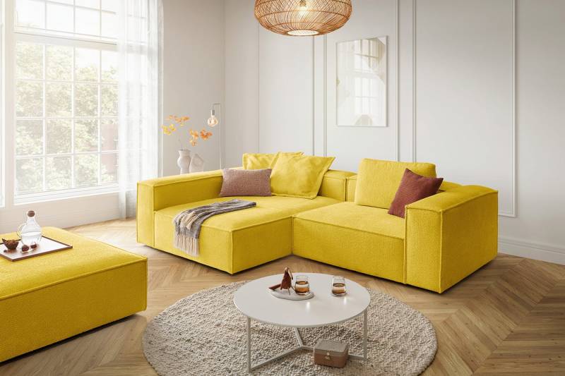 KAWOLA Ecksofa CARMO, Couch L-Form rechts oder links Stoff verschiedene Farben 306x191 cm von KAWOLA