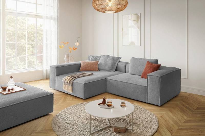 KAWOLA Ecksofa CARMO, Couch L-Form rechts oder links Stoff verschiedene Farben 306x191 cm von KAWOLA