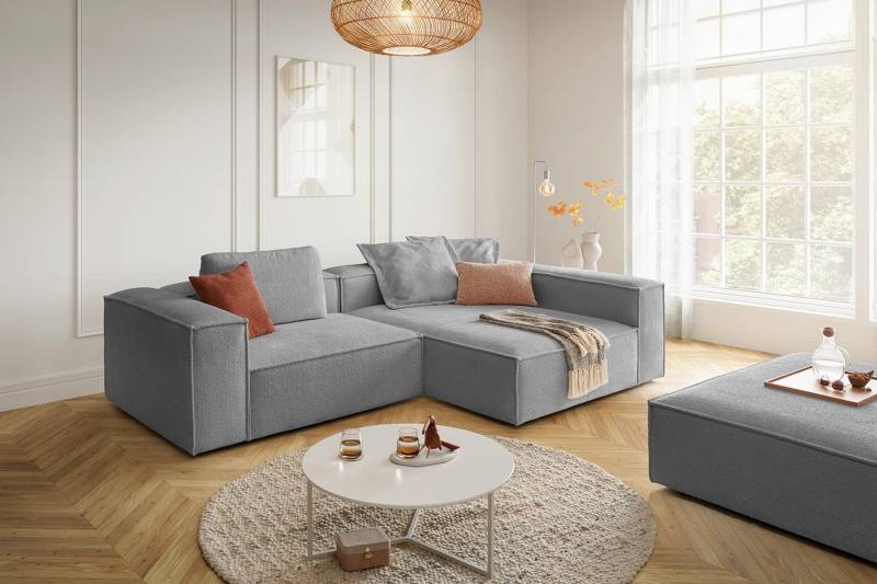 KAWOLA Ecksofa CARMO, Couch L-Form rechts oder links Stoff verschiedene Farben 306x191 cm von KAWOLA