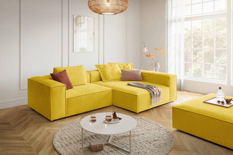 KAWOLA Ecksofa CARMO, Couch L-Form rechts oder links Stoff verschiedene Farben 306x191 cm von KAWOLA
