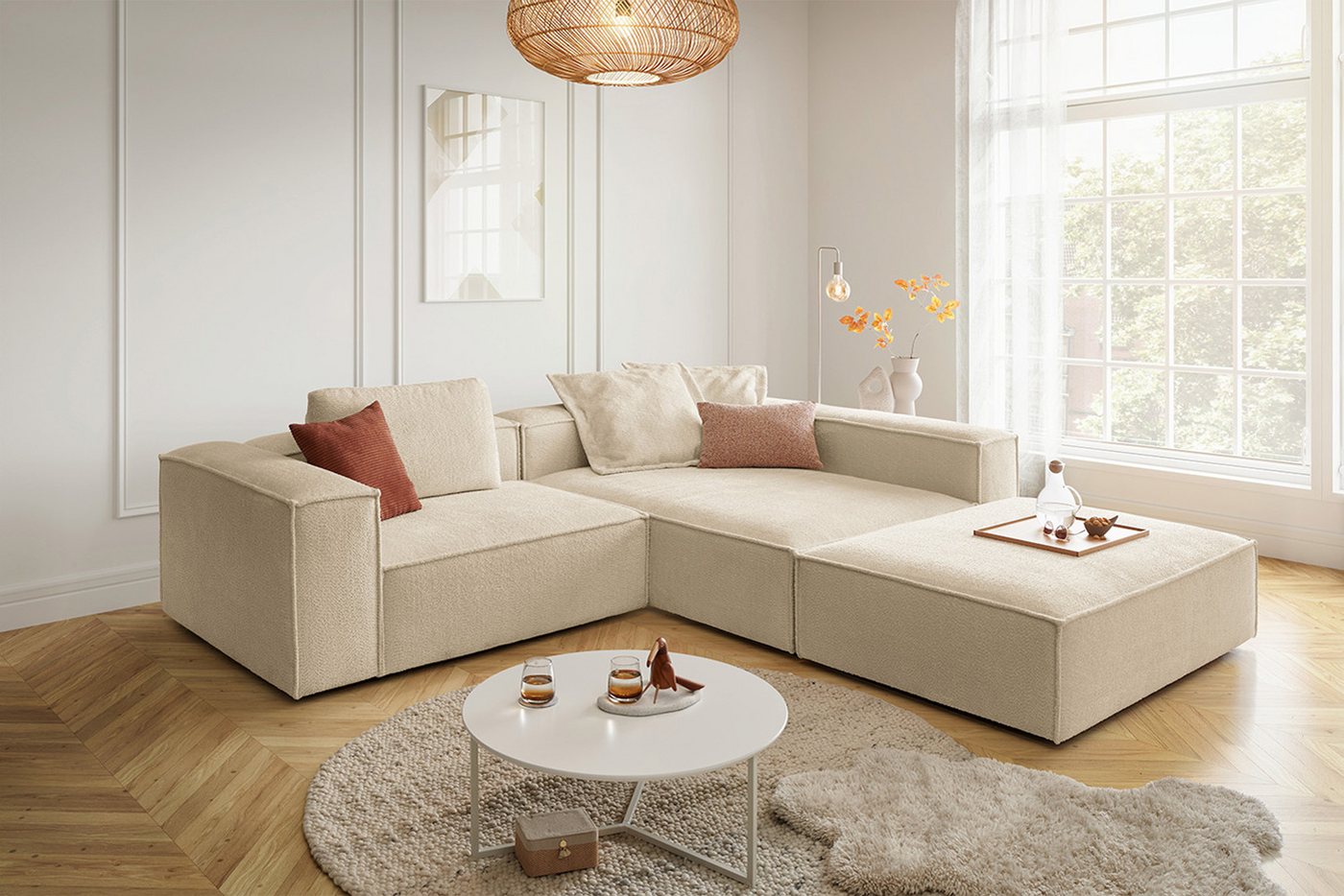 KAWOLA Ecksofa CARMO, L-Form rechts oder links mit Hocker Stoff verschiedene Farben KAWOLA Ecksofa CARMO, L-Form rechts oder links mit Hocker Stoff verschiedene Farben von KAWOLA