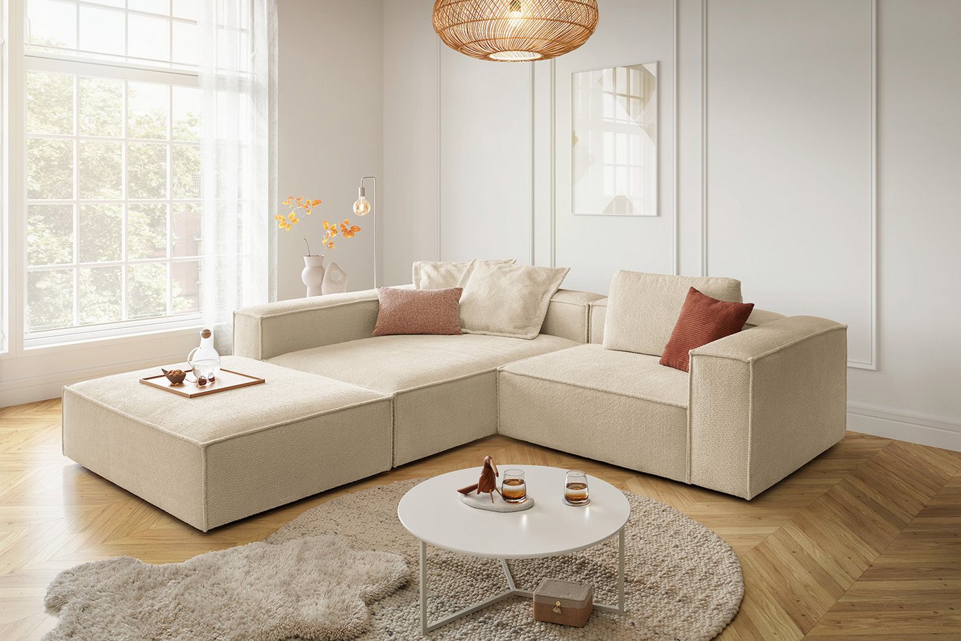 KAWOLA Ecksofa CARMO, L-Form rechts oder links mit Hocker Stoff verschiedene Farben KAWOLA Ecksofa CARMO, L-Form rechts oder links mit Hocker Stoff verschiedene Farben von KAWOLA