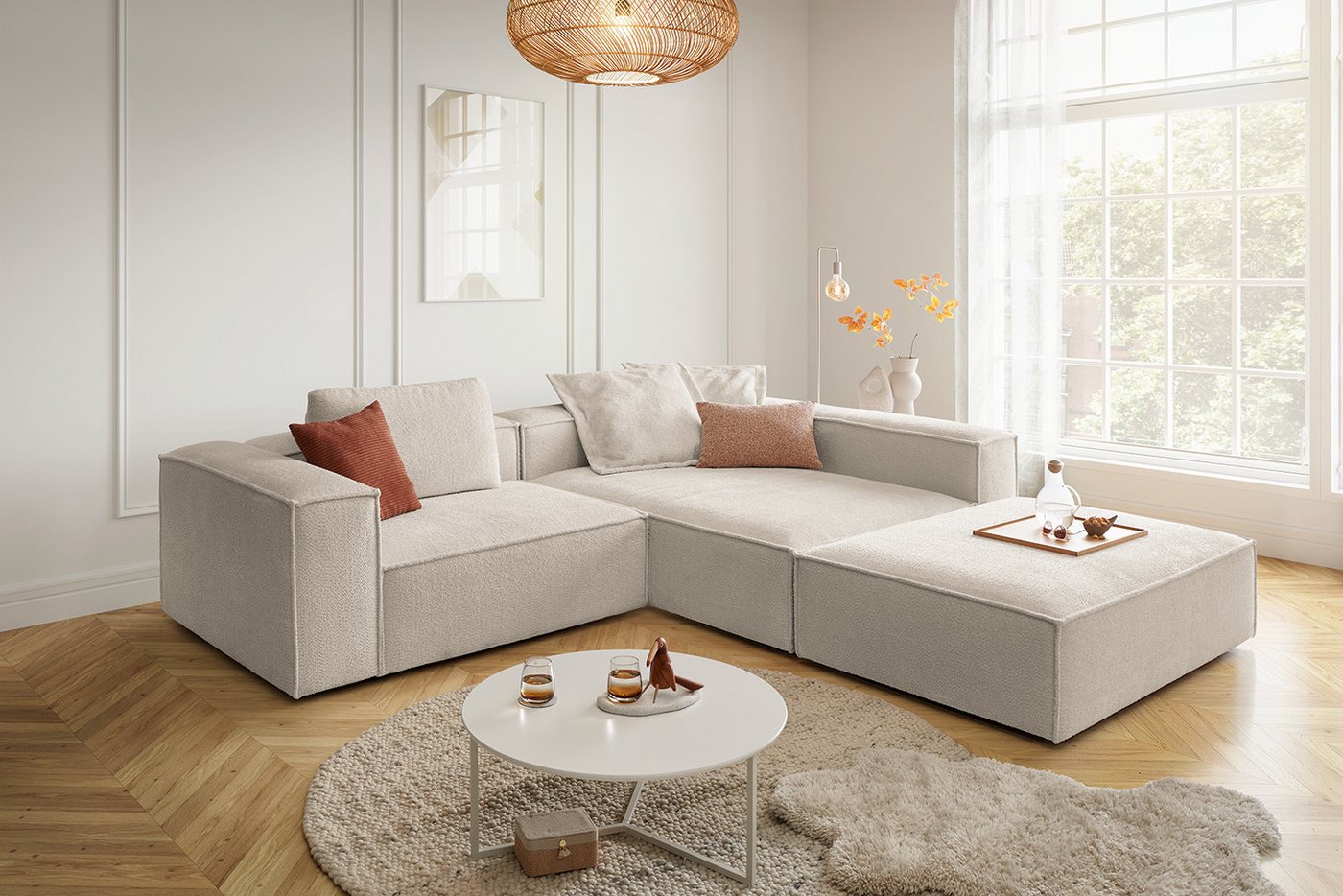 KAWOLA Ecksofa CARMO, L-Form rechts oder links mit Hocker Stoff verschiedene Farben KAWOLA Ecksofa CARMO, L-Form rechts oder links mit Hocker Stoff verschiedene Farben von KAWOLA