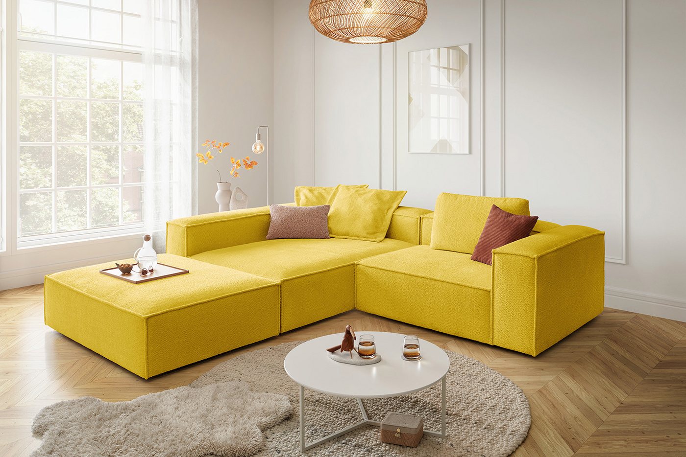 KAWOLA Ecksofa CARMO, L-Form rechts oder links mit Hocker Stoff verschiedene Farben KAWOLA Ecksofa CARMO, L-Form rechts oder links mit Hocker Stoff verschiedene Farben von KAWOLA