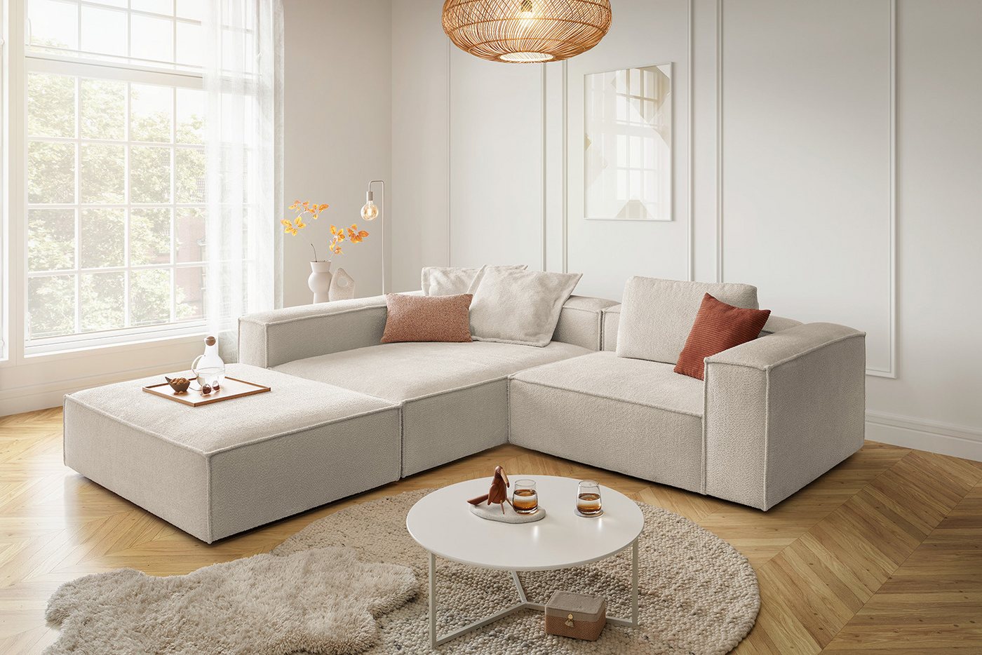 KAWOLA Ecksofa CARMO, L-Form rechts oder links mit Hocker Stoff verschiedene Farben KAWOLA Ecksofa CARMO, L-Form rechts oder links mit Hocker Stoff verschiedene Farben von KAWOLA