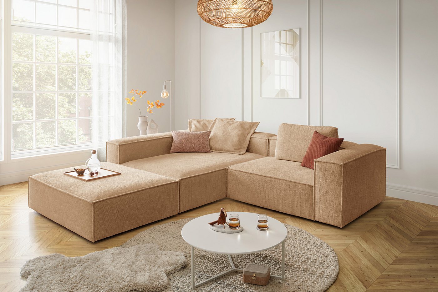 KAWOLA Ecksofa CARMO, L-Form rechts oder links mit Hocker Stoff verschiedene Farben KAWOLA Ecksofa CARMO, L-Form rechts oder links mit Hocker Stoff verschiedene Farben von KAWOLA