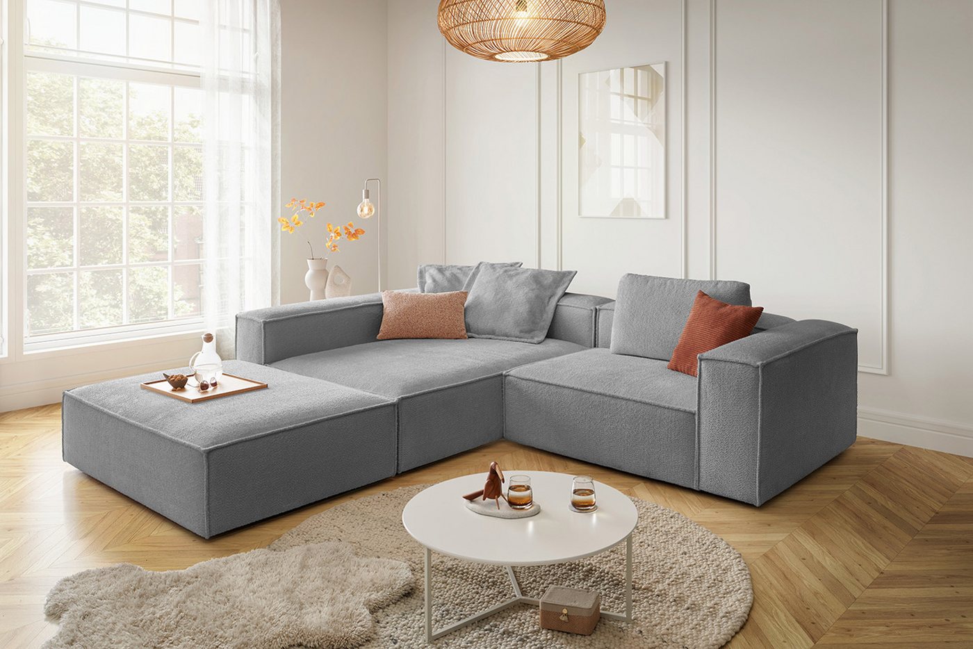KAWOLA Ecksofa CARMO, L-Form rechts oder links mit Hocker Stoff verschiedene Farben KAWOLA Ecksofa CARMO, L-Form rechts oder links mit Hocker Stoff verschiedene Farben von KAWOLA