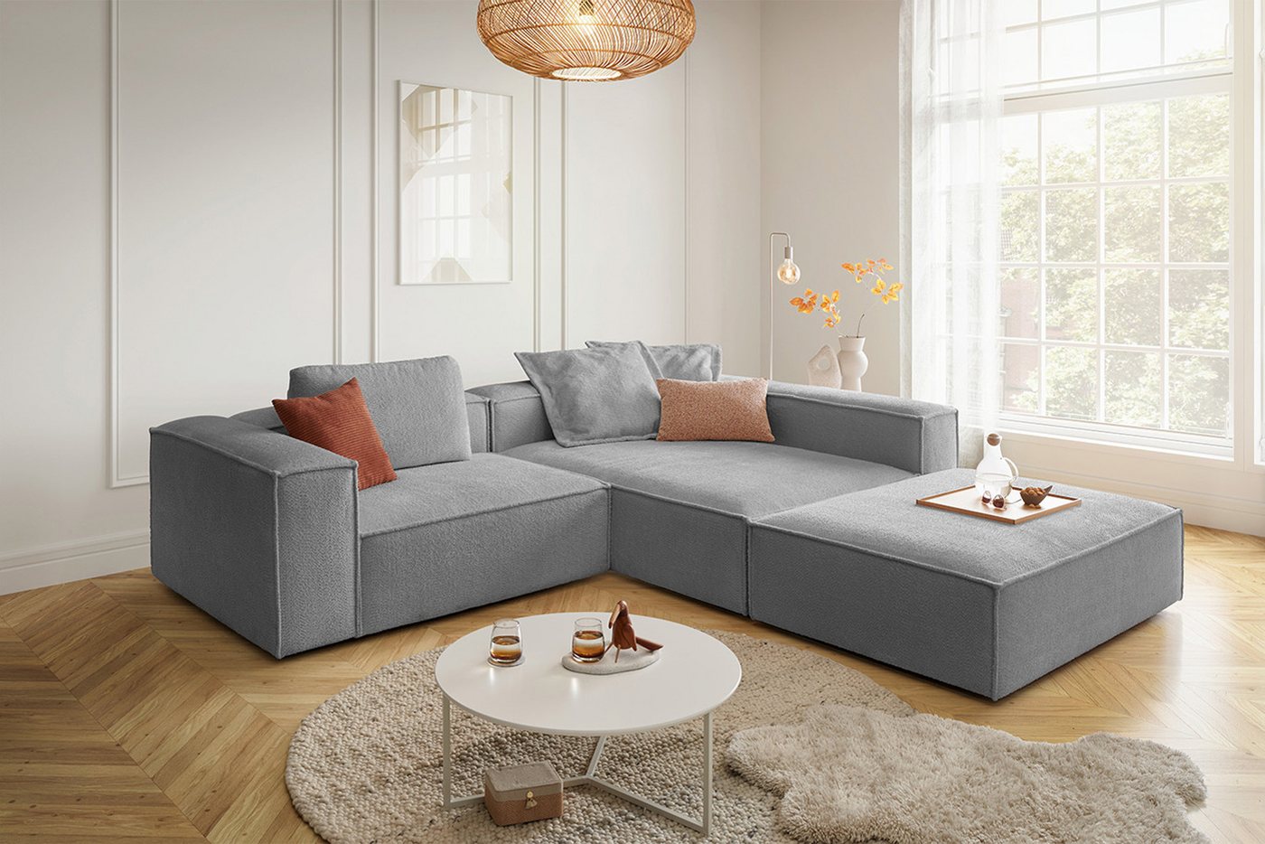 KAWOLA Ecksofa CARMO, L-Form rechts oder links mit Hocker Stoff verschiedene Farben KAWOLA Ecksofa CARMO, L-Form rechts oder links mit Hocker Stoff verschiedene Farben von KAWOLA