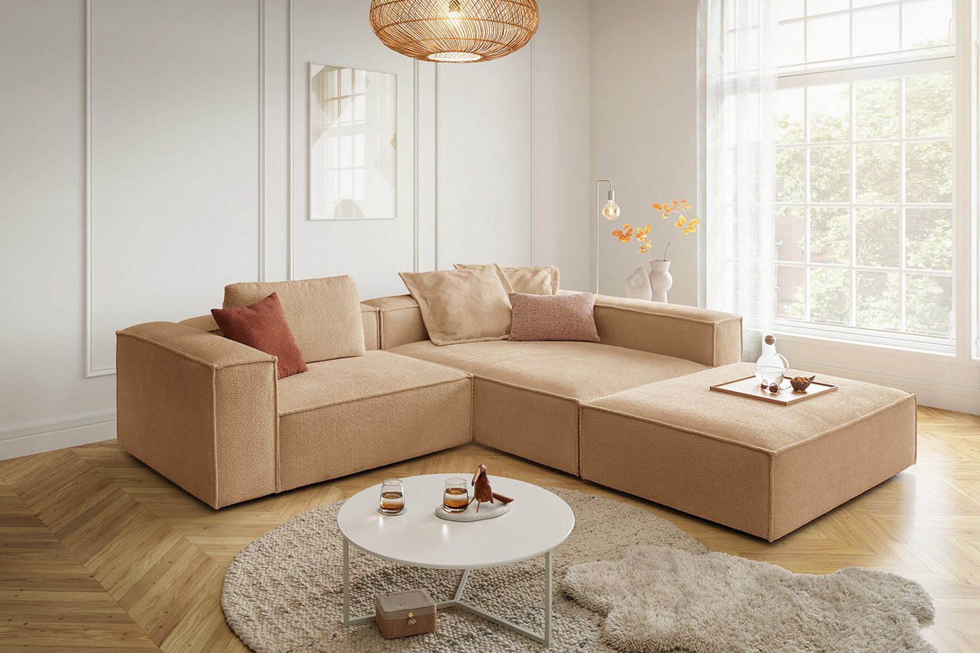 KAWOLA Ecksofa CARMO, L-Form rechts oder links mit Hocker Stoff verschiedene Farben KAWOLA Ecksofa CARMO, L-Form rechts oder links mit Hocker Stoff verschiedene Farben von KAWOLA