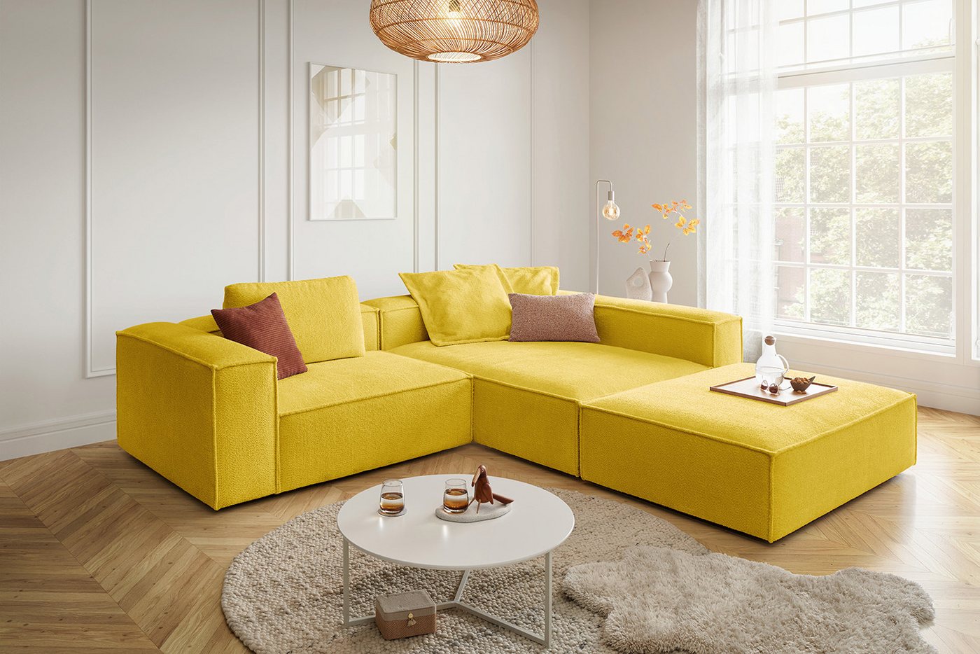KAWOLA Ecksofa CARMO, L-Form rechts oder links mit Hocker Stoff verschiedene Farben KAWOLA Ecksofa CARMO, L-Form rechts oder links mit Hocker Stoff verschiedene Farben von KAWOLA