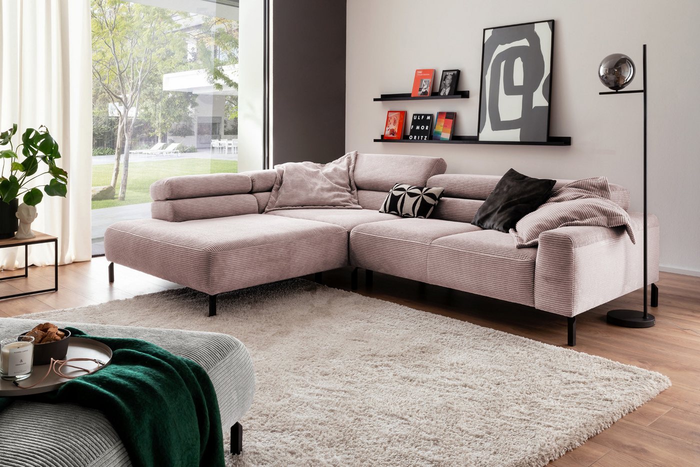 KAWOLA Ecksofa DELIA, L-Form rechts oder links, mit oder ohne Sitzvorzug, Cord von KAWOLA