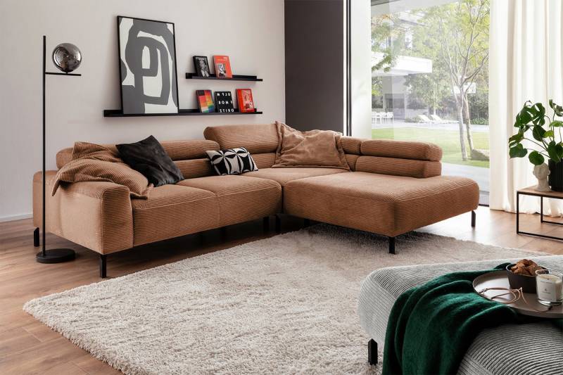 KAWOLA Ecksofa DELIA, L-Form rechts oder links, mit oder ohne Sitzvorzug, Cord von KAWOLA