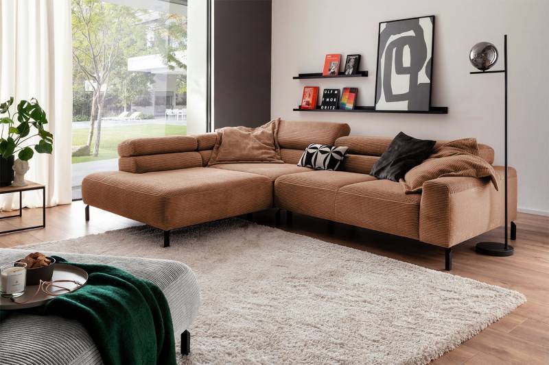 KAWOLA Ecksofa DELIA, L-Form rechts oder links, mit oder ohne Sitzvorzug, Cord von KAWOLA