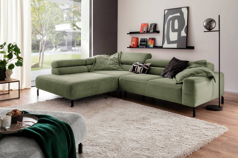 KAWOLA Ecksofa DELIA, L-Form rechts oder links, mit oder ohne Sitzvorzug, Cord von KAWOLA
