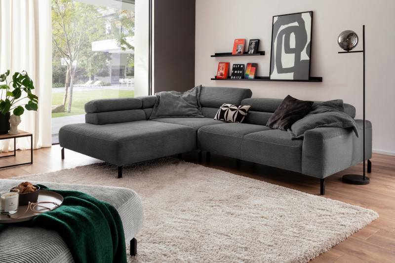 KAWOLA Ecksofa DELIA, L-Form rechts oder links, mit oder ohne Sitzvorzug, Cord von KAWOLA