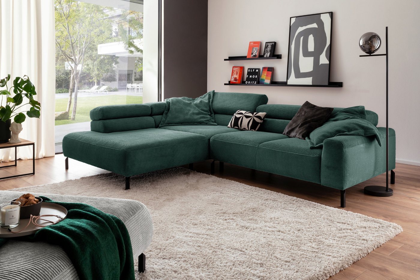 KAWOLA Ecksofa DELIA, Sofa Cord, mit od. ohne Sitzvorzug, versch. Farben von KAWOLA