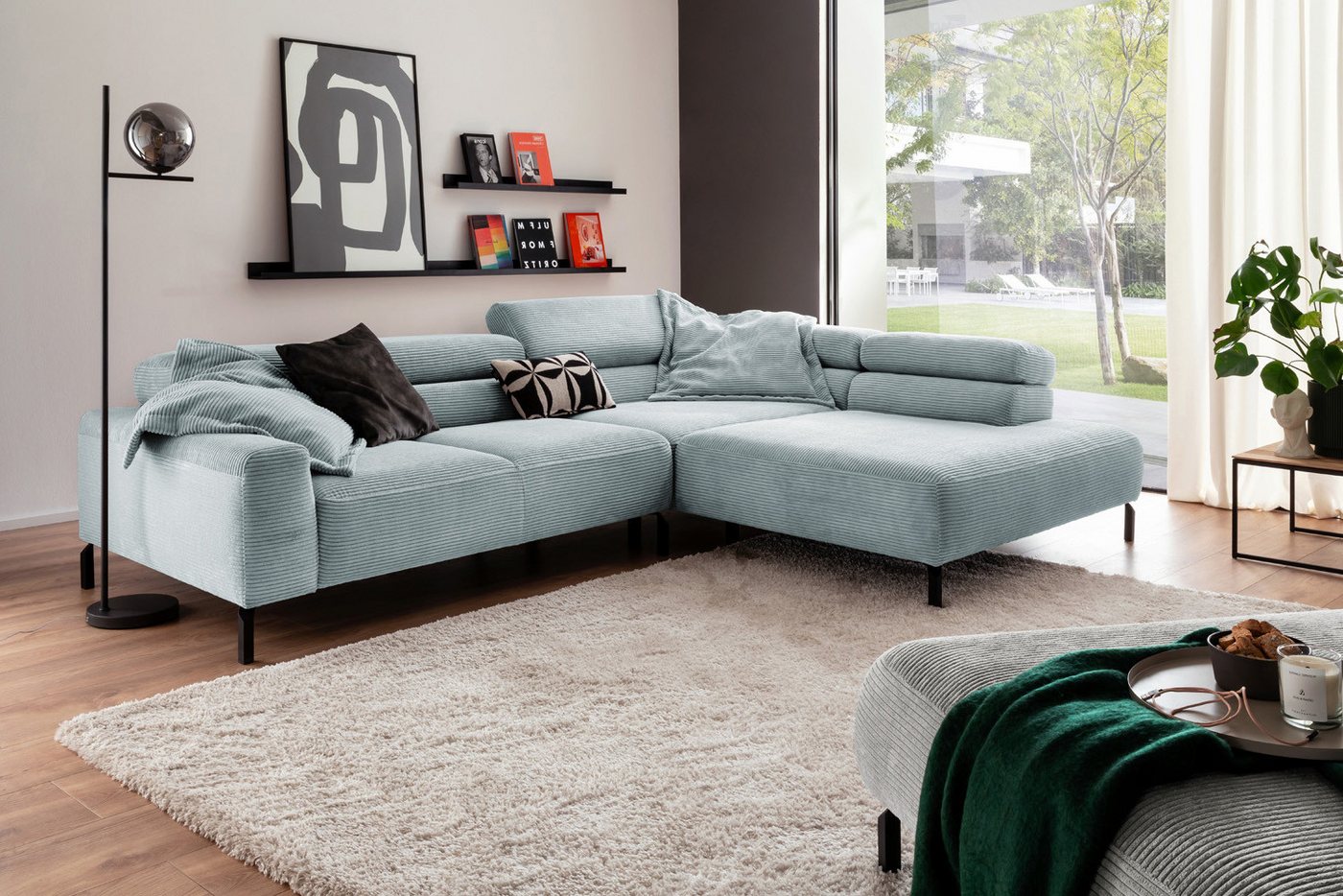 KAWOLA Ecksofa DELIA, Sofa Cord, mit od. ohne Sitzvorzug, versch. Farben von KAWOLA