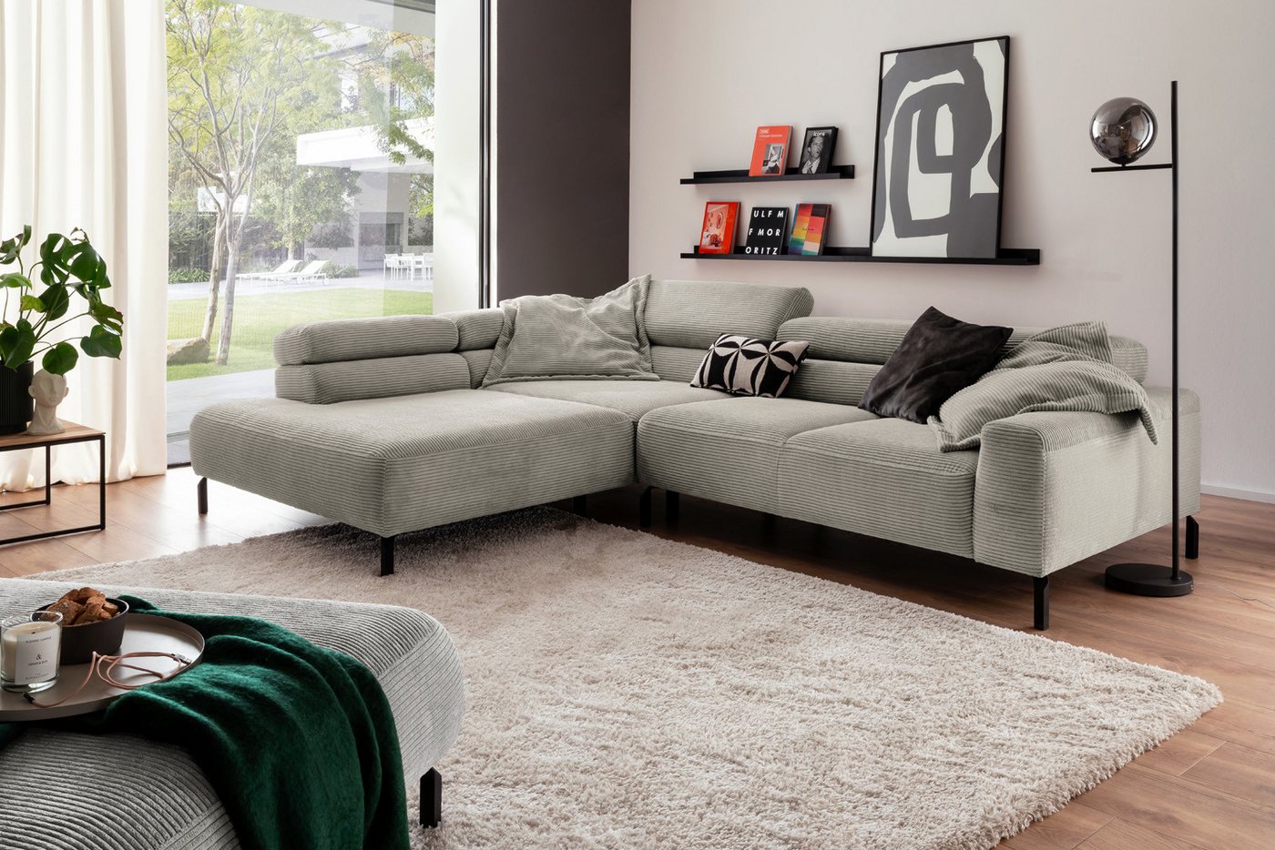 KAWOLA Ecksofa DELIA, Sofa Cord, mit od. ohne Sitzvorzug, versch. Farben von KAWOLA