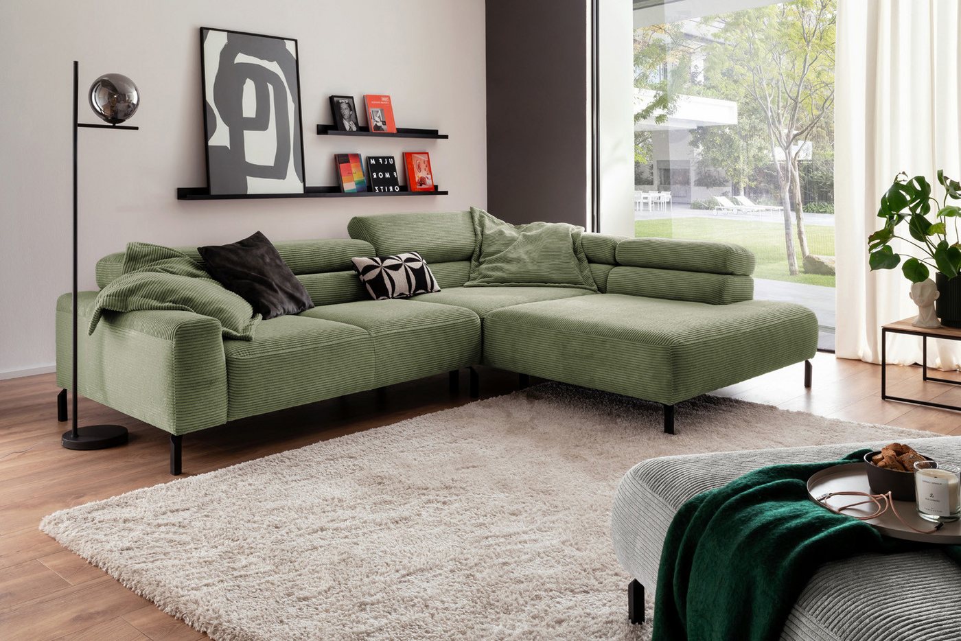 KAWOLA Ecksofa DELIA, Sofa Cord, mit od. ohne Sitzvorzug, versch. Farben von KAWOLA