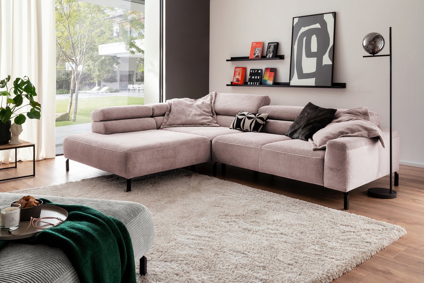 KAWOLA Ecksofa DELIA, Sofa Cord, mit od. ohne Sitzvorzug, versch. Farben von KAWOLA