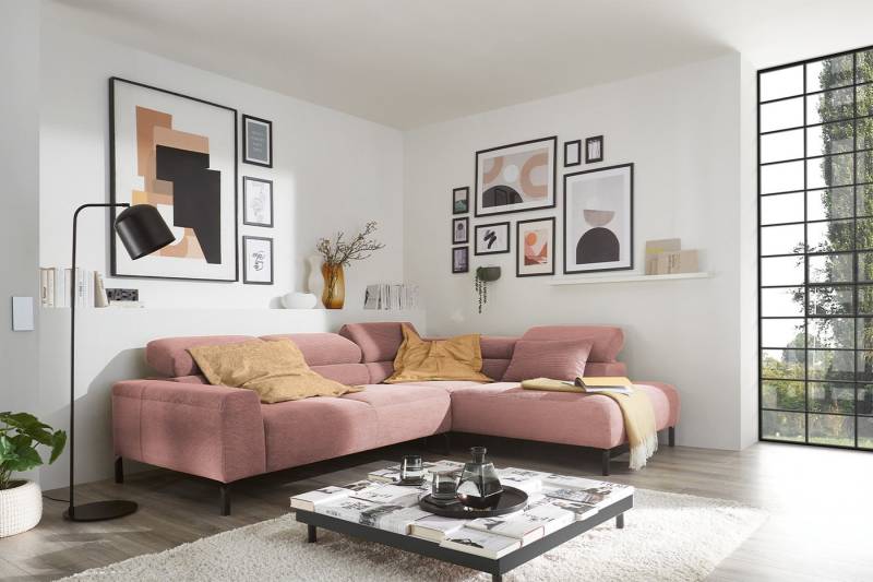 KAWOLA Ecksofa DELIA, L-Form rechts oder links, mit oder ohne Sitzvorzug Feincord 276x219 cm von KAWOLA