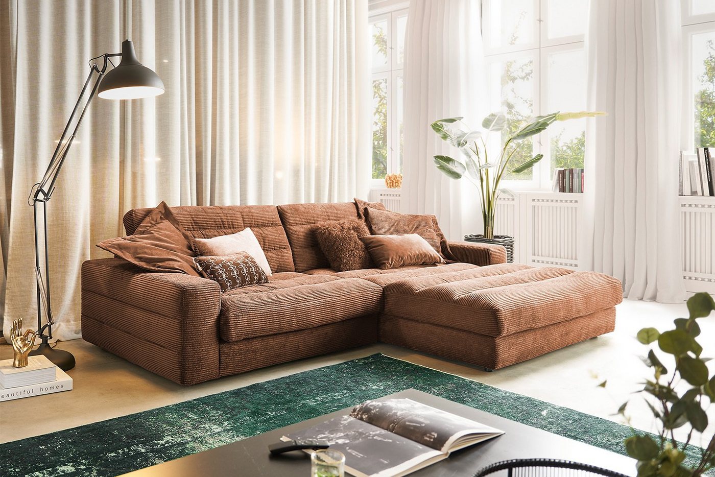 KAWOLA Ecksofa LANA, Sofa Cord Recamiere rechts od. links versch. Größen und versch. Farben von KAWOLA