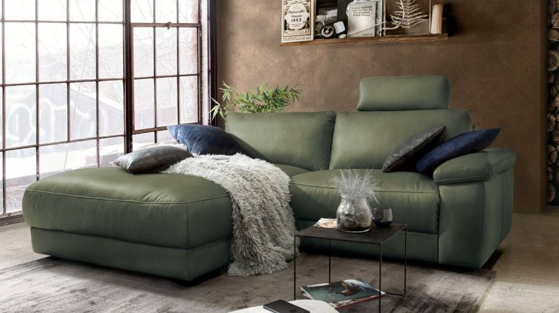 KAWOLA Ecksofa LOLA, Couch L-Form rechts oder links, Sitzvorzug motorisch, Stoff oder Leder von KAWOLA