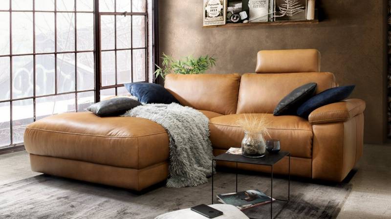 KAWOLA Ecksofa LOLA, Sofa Stoff od. Leder, Recamiere rechts od. links, versch. Farben von KAWOLA