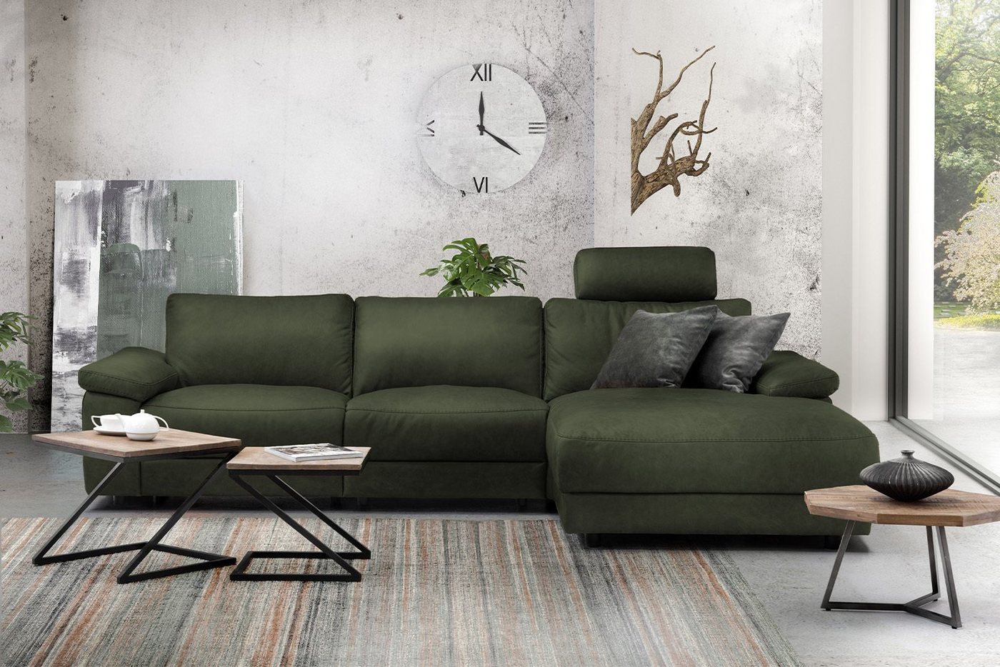 KAWOLA Ecksofa LOLA XL, Sofa Stoff od. Leder, Recamiere rechts od. links, versch. Farben von KAWOLA