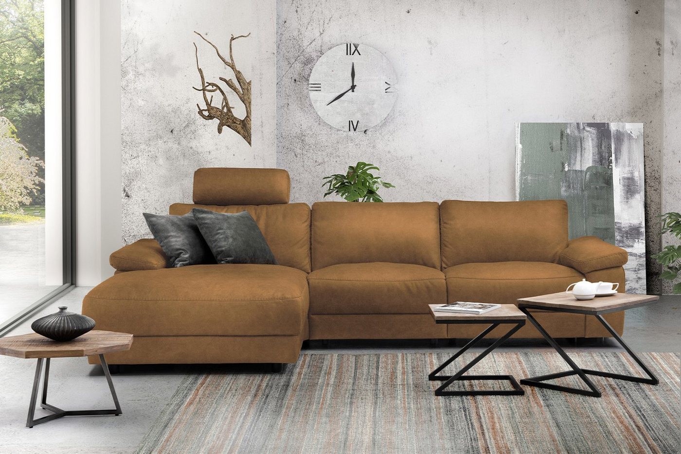 KAWOLA Ecksofa LOLA XL, Sofa Stoff od. Leder, Recamiere rechts od. links, versch. Farben von KAWOLA