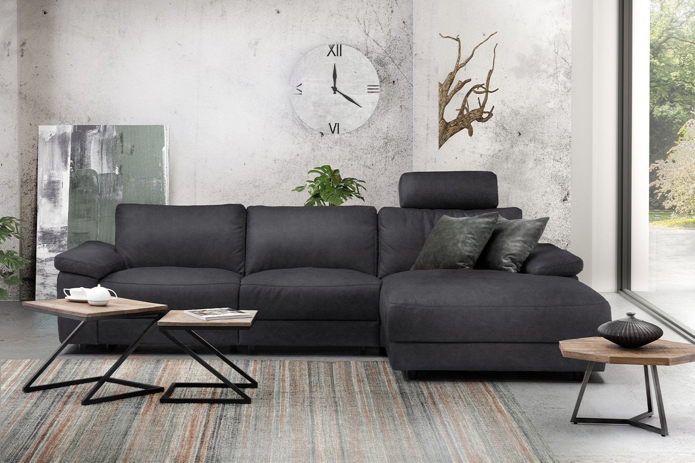 KAWOLA Ecksofa LOLA XL, Sofa Stoff od. Leder, Recamiere rechts od. links, versch. Farben von KAWOLA