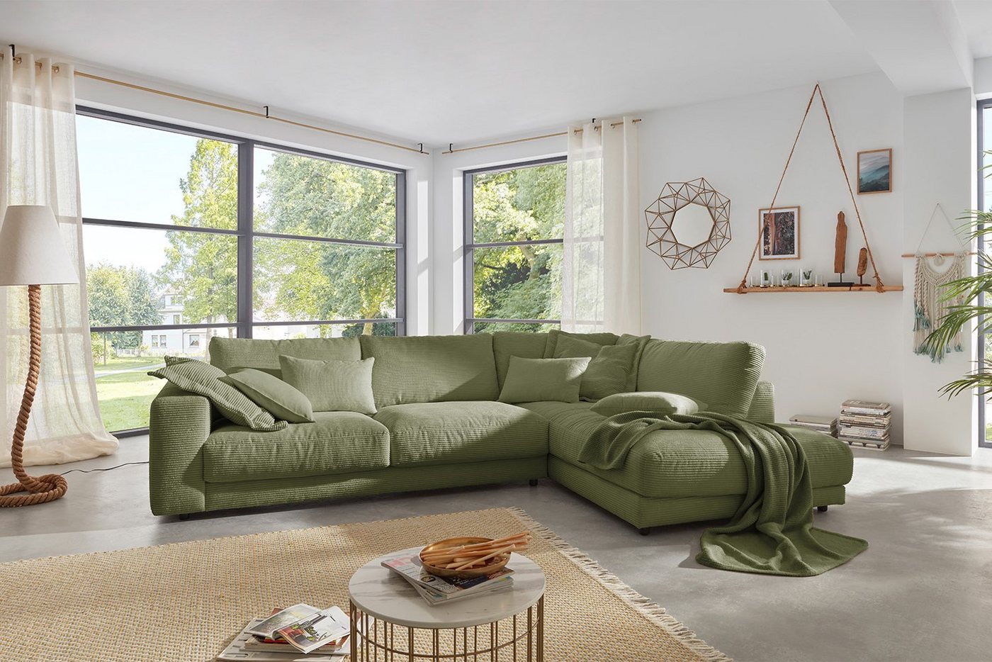 KAWOLA Ecksofa MADELINE, Sofa Cord, Recamiere rechts od. links, versch. Farben von KAWOLA