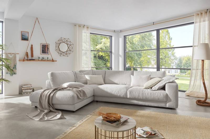 KAWOLA Ecksofa MADELINE, Couch L-Form rechts oder links, Cord verschiedene Farben 325x224 cm von KAWOLA