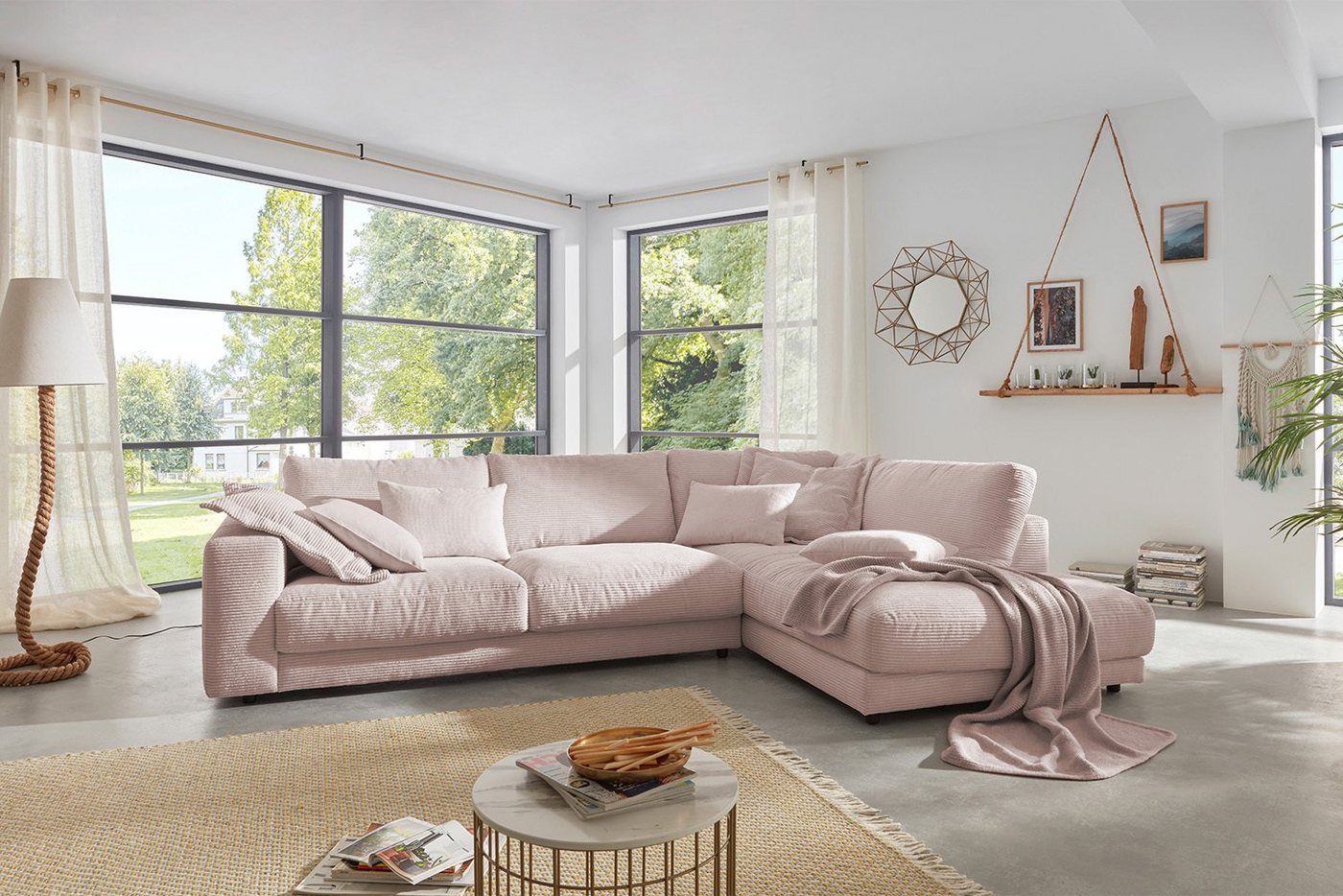 KAWOLA Ecksofa MADELINE, Sofa Cord, Recamiere rechts od. links, versch. Farben von KAWOLA