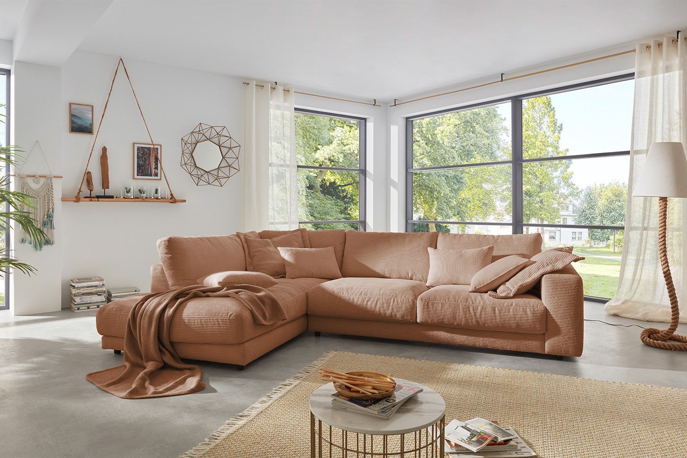 KAWOLA Ecksofa MADELINE, Sofa Cord, Recamiere rechts od. links, versch. Farben von KAWOLA