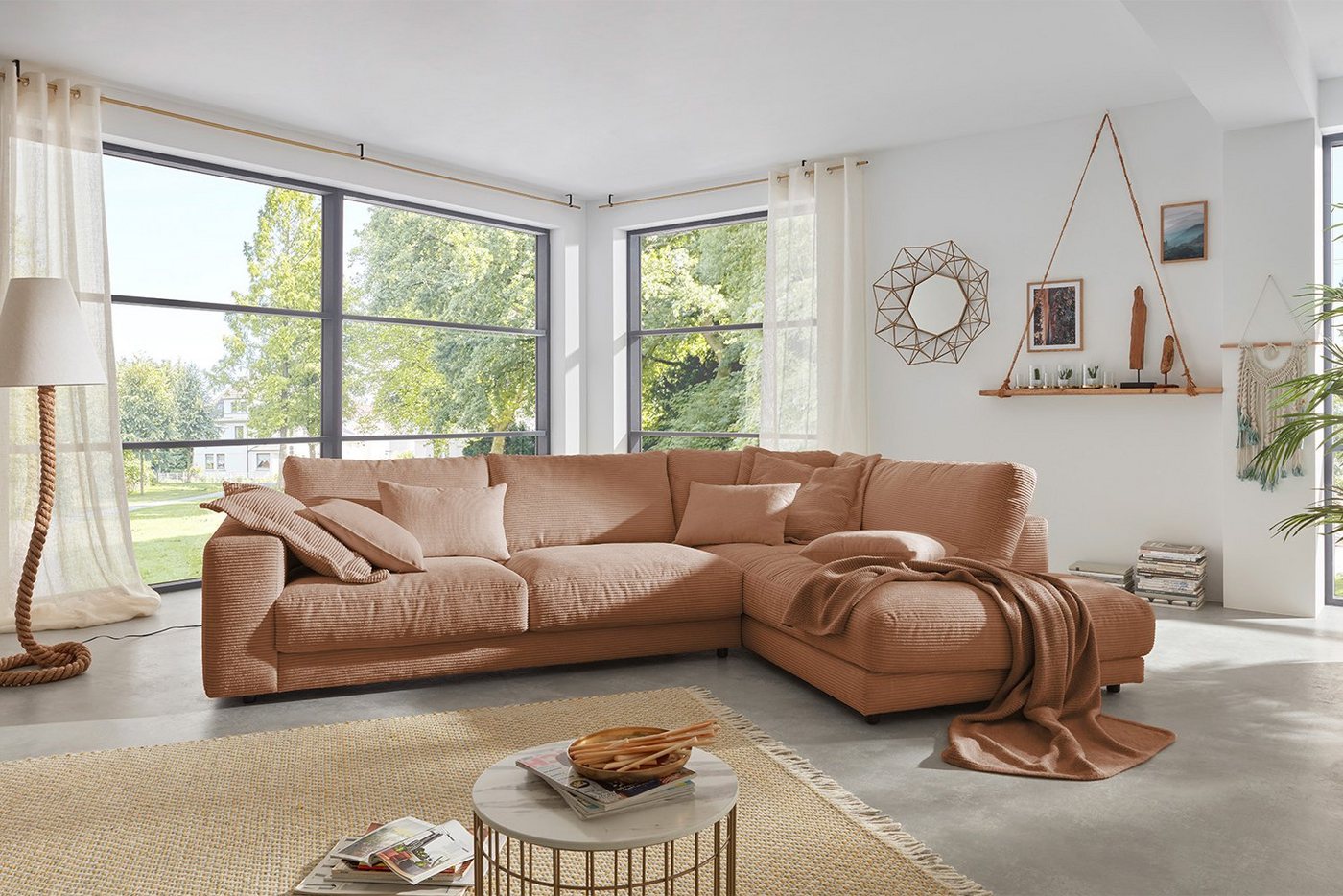 KAWOLA Ecksofa MADELINE, Sofa Cord, Recamiere rechts od. links, versch. Farben von KAWOLA