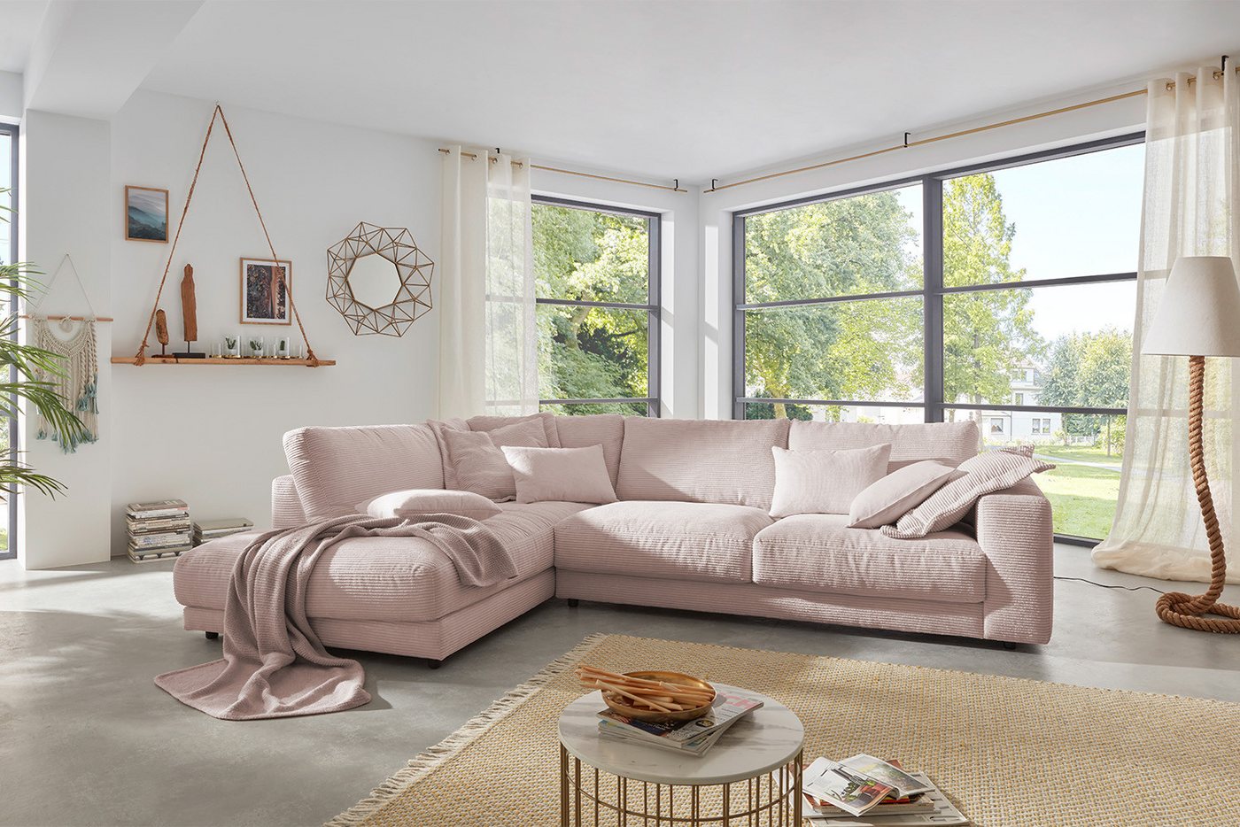 KAWOLA Ecksofa MADELINE, Sofa Cord, Recamiere rechts od. links, versch. Farben von KAWOLA