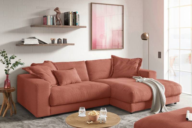 KAWOLA Ecksofa MADELINE, Sofa Cord Longchair rechts od. links versch. Farben von KAWOLA