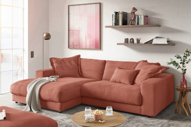 KAWOLA Ecksofa MADELINE, Sofa Cord Longchair rechts od. links versch. Farben von KAWOLA