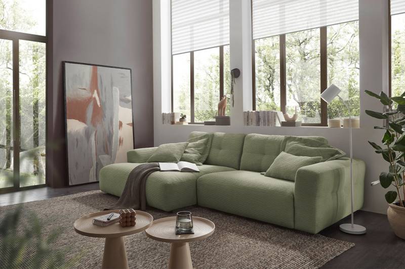 KAWOLA Ecksofa MIKA, Couch L-Form rechts oder links, Cord verschiedene Farben von KAWOLA