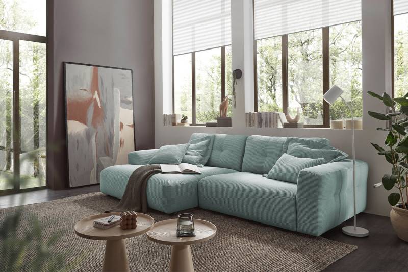 KAWOLA Ecksofa MIKA, Couch L-Form rechts oder links, Cord verschiedene Farben von KAWOLA