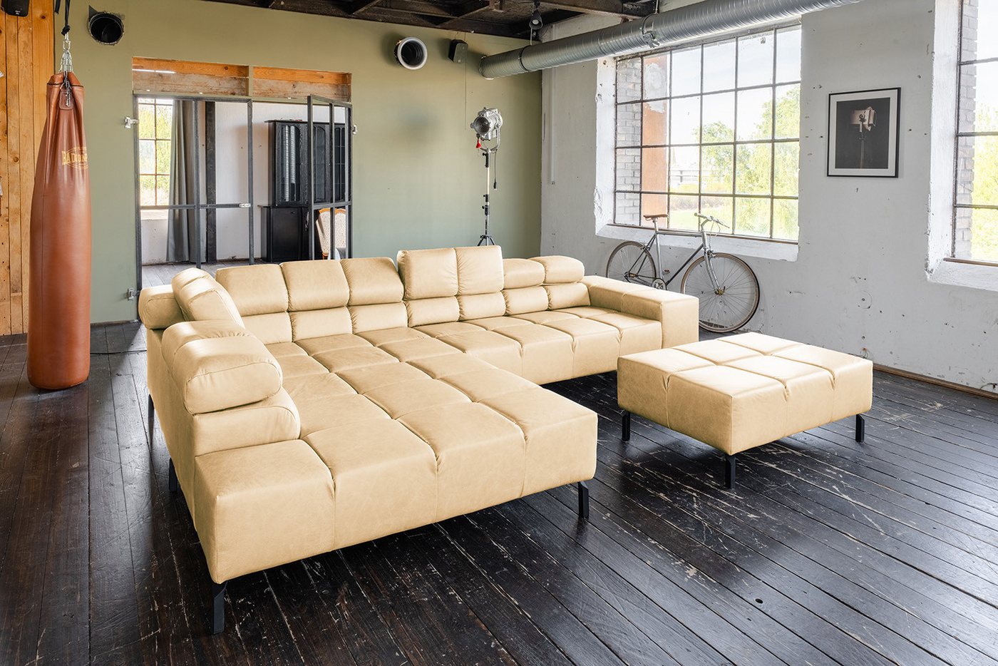 KAWOLA Ecksofa NELSON, L-Form rechts oder links Leder mit Hocker verschiedene Farben KAWOLA Ecksofa NELSON, L-Form rechts oder links Leder mit Hocker verschiedene Farben von KAWOLA