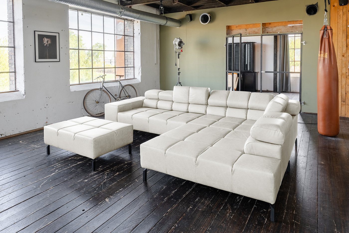 KAWOLA Ecksofa NELSON, L-Form rechts oder links Leder mit Hocker verschiedene Farben KAWOLA Ecksofa NELSON, L-Form rechts oder links Leder mit Hocker verschiedene Farben von KAWOLA