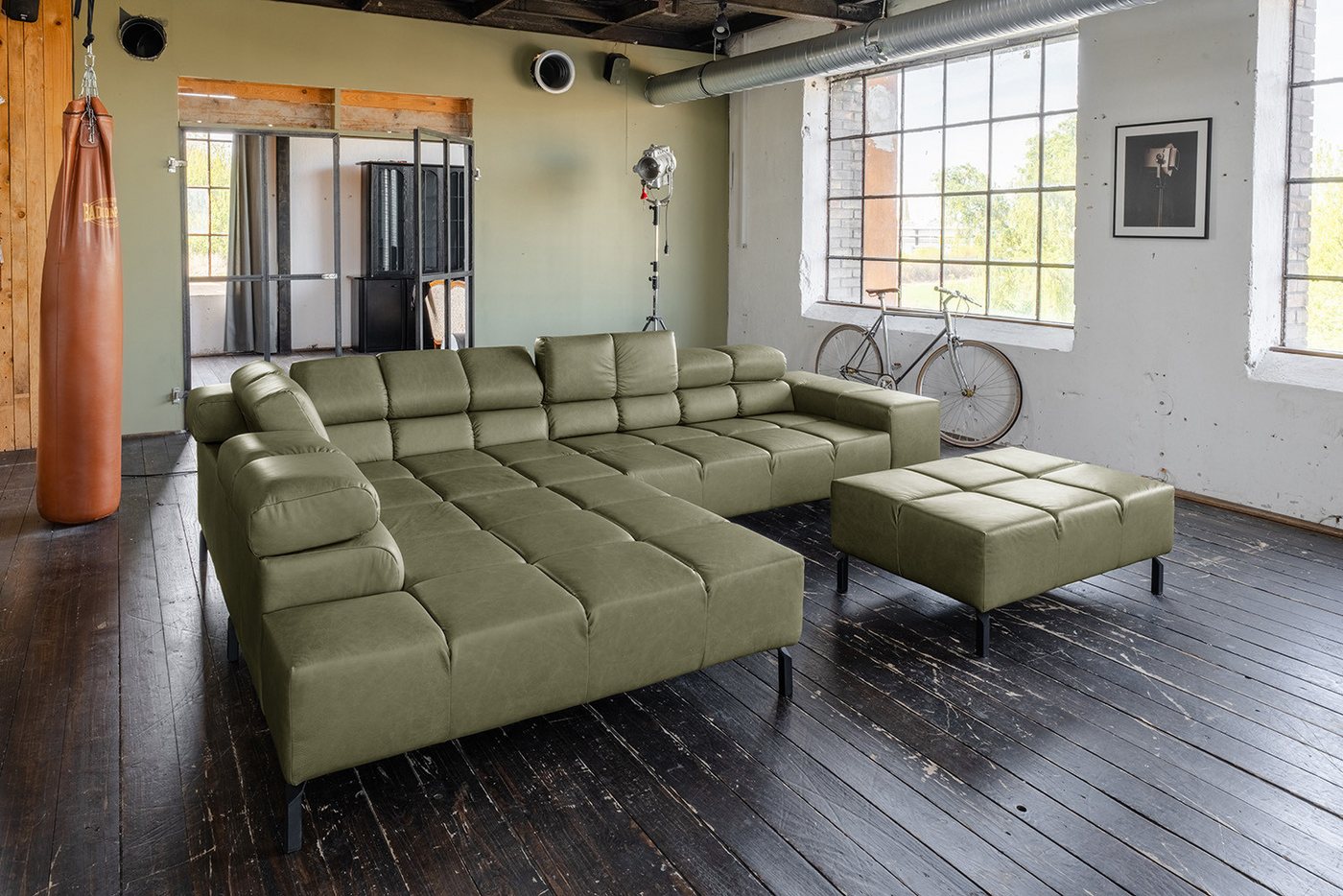 KAWOLA Ecksofa NELSON, L-Form rechts oder links Leder mit Hocker und motorischem Sitzvorzug KAWOLA Ecksofa NELSON, L-Form rechts oder links Leder mit Hocker und motorischem Sitzvorzug von KAWOLA